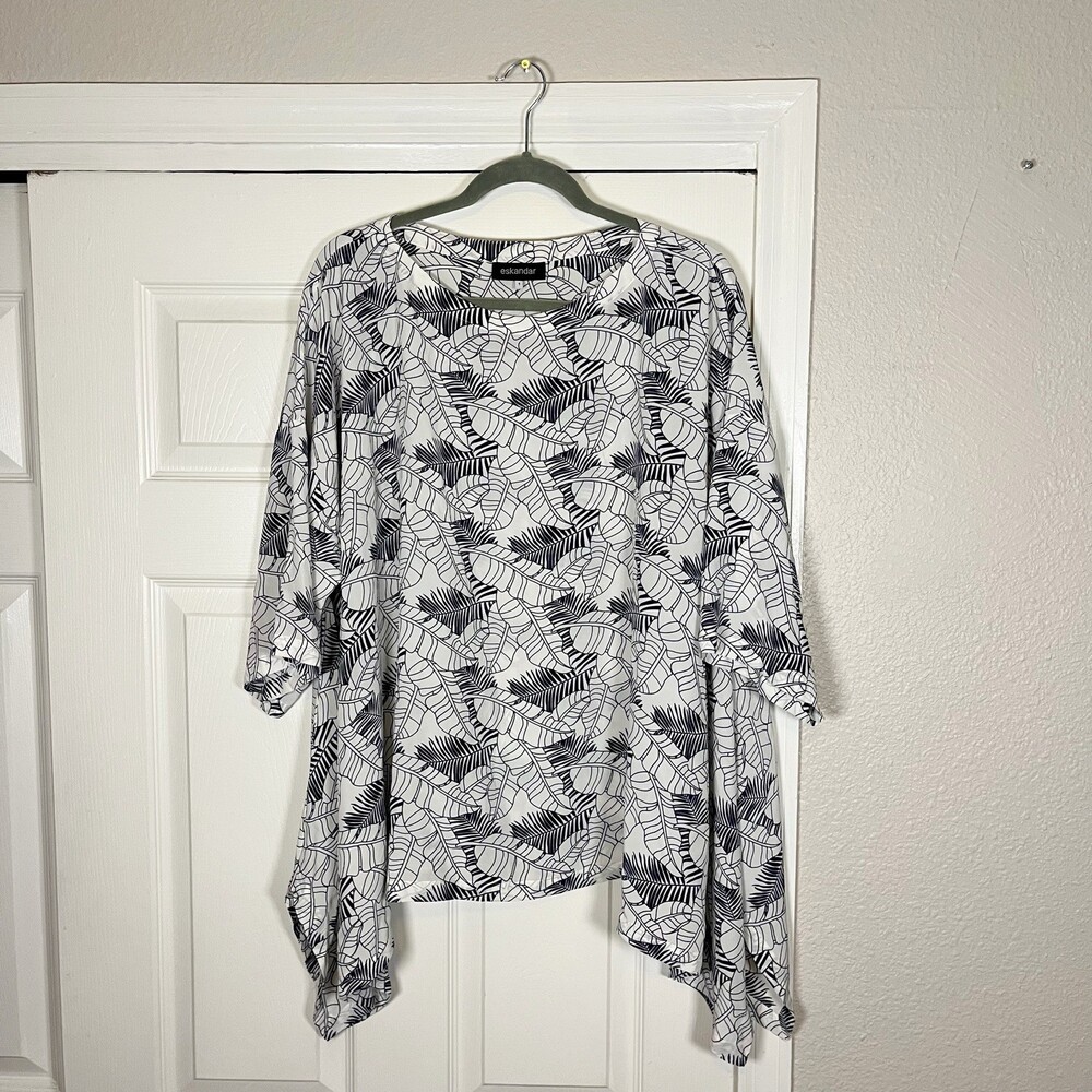 Eskandar Sz 1 Womens 100% Silk Long Tunic Top Lagenlook Floral